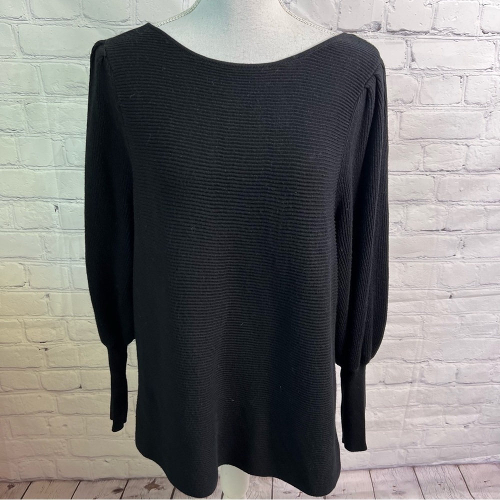 1 STATE Black Ribbed Sweater XL